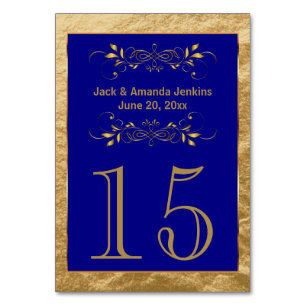 Gold Foil and Blue - Tischnummer
