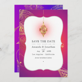 Gold Foil Arabian Bollywood Wedding Foto Save The Date