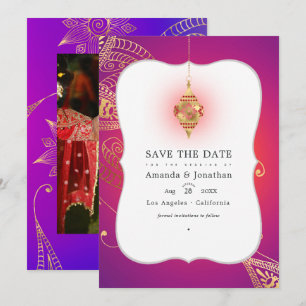 Gold Foil Arabian Bollywood Wedding Foto Save The Date