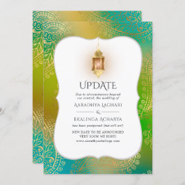 Gold Foil Arabian Bollywood Wedding Update Einladung