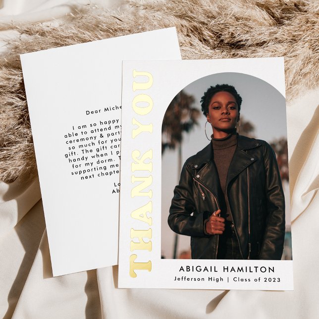 Gold Foil Arch Foto Abschluss Danke Karte (Von Creator hochgeladen)