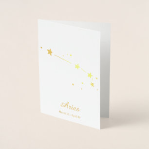 Gold Foil ARIES Zodiac Sign Constellation Folienkarte