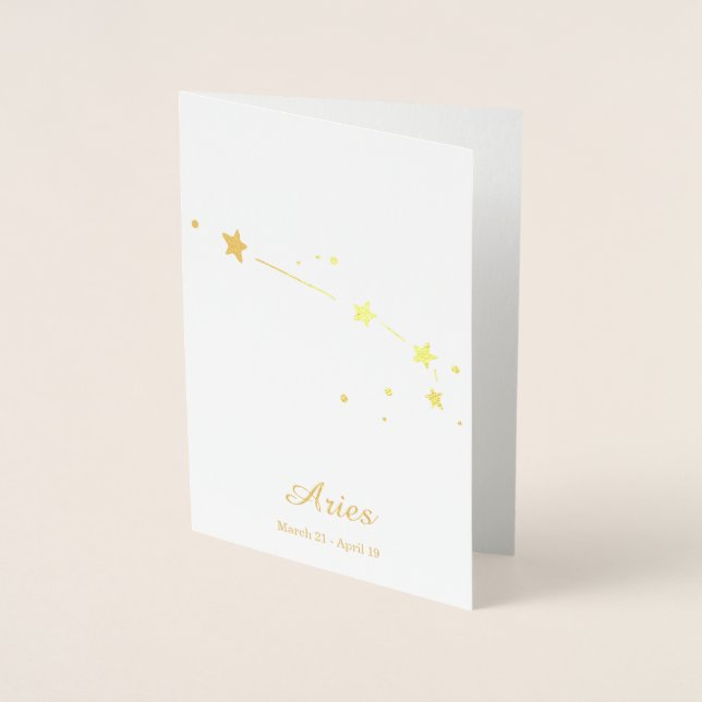 Gold Foil ARIES Zodiac Sign Constellation Folienkarte (Vorderseite)