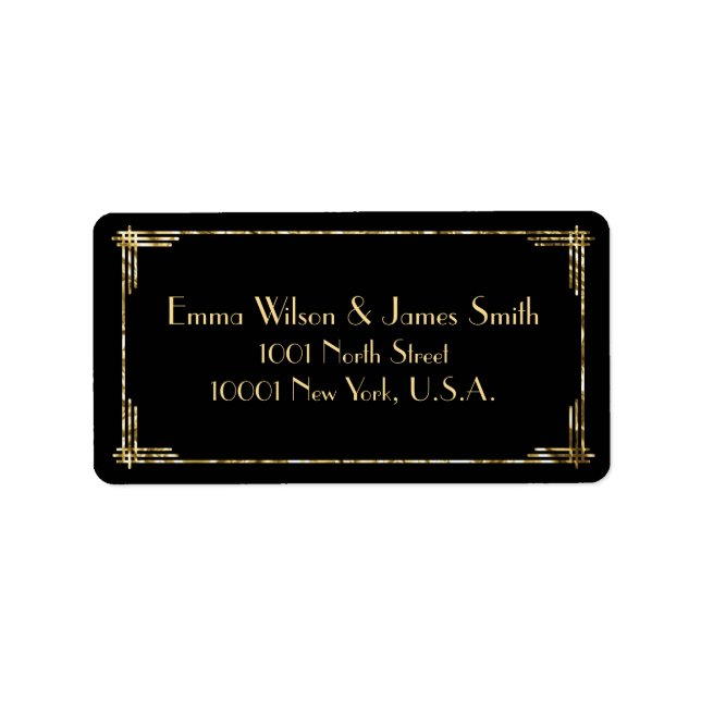 Gold Foil Art Deco Great Gatsby Address Labels Adressaufkleber (Vorne)