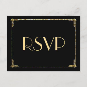 Gold Foil Art Deco Hochzeit RSVP Postkarten
