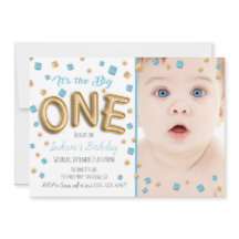 Gold Foil Ballon 1. Geburtstag Foto Einladung
