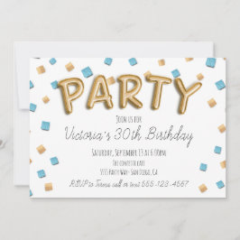 Gold Foil Ballon Letters Party Einladungen