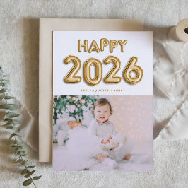 Gold Foil Balloons 2025 Glückliches Neujahrsfest F Feiertagskarte