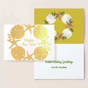 Gold Foil Beach Weihnachtssand Dollars geflogen Folienkarte