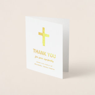 Gold Foil Beileid Dankeschön Card mit Cross Folienkarte