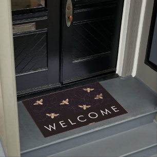 Gold Foil Besen Print Welcome Mat Fußmatte