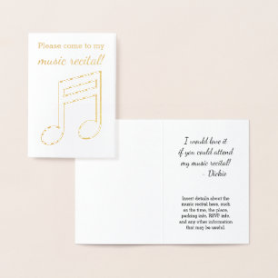 Gold Foil "Bitte komm zu meinem Musikfestival!" Ka Folienkarte