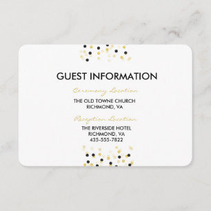 Gold Foil & Black Confetti Dots Hochzeitsinfo Card Einladung