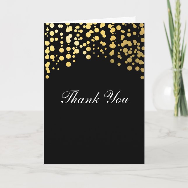 Gold Foil Black Confetti Hochzeit Dankeschön Karte (Vorderseite)