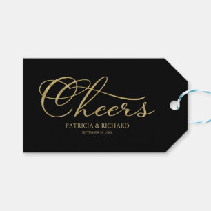 Gold Foil Black Elegante Cheers Weinflaschen Tags Geschenkanhänger
