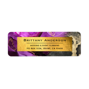 Gold Foil Black Lila Agate DIY Geschäftsadresse