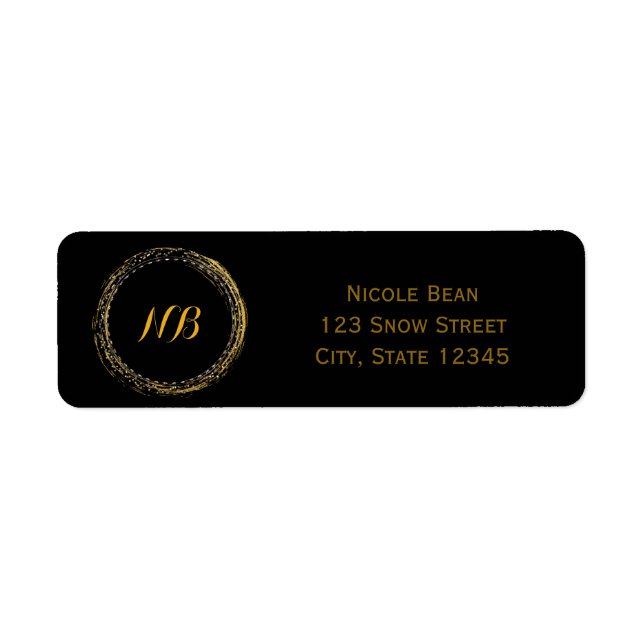 Gold Foil & Black Sparkle Glamour Circle Labels (Vorne)