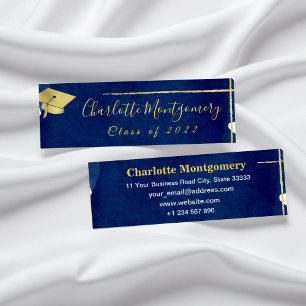 Gold Foil Blue Abstrakt Abschluss Name Card Telefonnummerkarte
