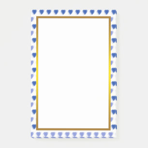 Gold Foil Blue Liebe Herzmuster Valentine Post-it Klebezettel