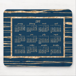 Gold Foil Blue Yearly Calendar 2017 Mouse Pads Mousepad