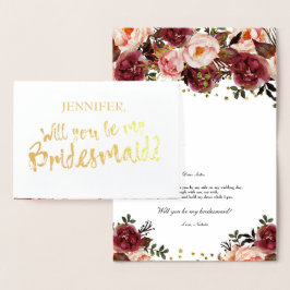 Gold Foil Blume wird meine Bridesmaid Card sein Folienkarte