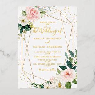 GOLD FOIL Blush Bloral Wedding Folieneinladung