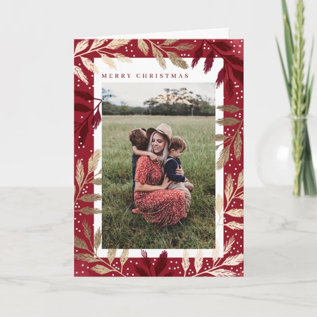 Gold Foil Branches Frohe Weihnachten 3 Foto (Vorderseite)