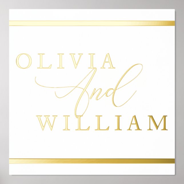 Gold Foil Bride & Groom Names Hochzeit willkommen Foliendrucke (Vorderseite)