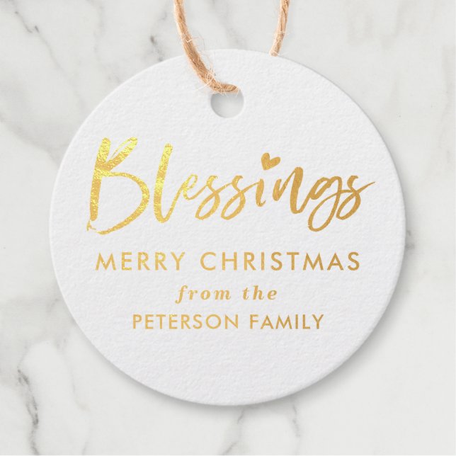Gold Foil Calligrafy Segnungen Weihnachtsgeschenk Geschenkanhänger (Vorderseite)
