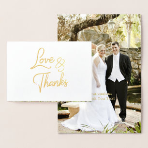 Gold Foil Calligrafy Wedding Danke Foto-Karte Folienkarte