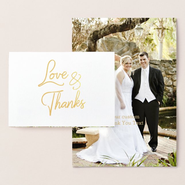Gold Foil Calligrafy Wedding Danke Foto-Karte Folienkarte (Anzeige)