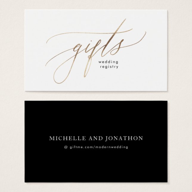 Gold Foil Calligraphy Modern Wedding Gift Registry (Vorne & Hinten)