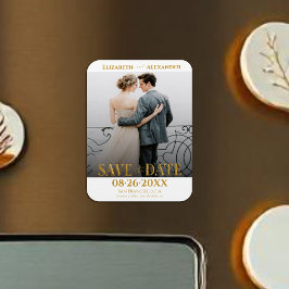 Gold Foil Calligraphy Save the Date Foto Magnet