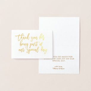 Gold Foil Calligraphy Wedding Dankeschön Karte
