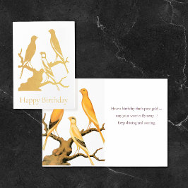 Gold Foil Canary Silhouette Birthday Card Folienkarte