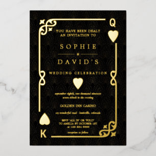 GOLD FOIL Casino Las Vegas Poker LOGO Hochzeit Folieneinladung