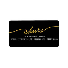 Gold Foil Cheers Calligraphy Chic Holiday Address