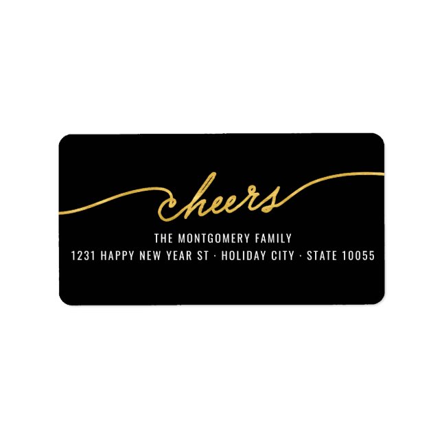 Gold Foil Cheers Calligraphy Chic Holiday Address (Vorne)
