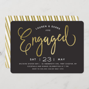 Gold Foil Chic Letters Engagement Einladung