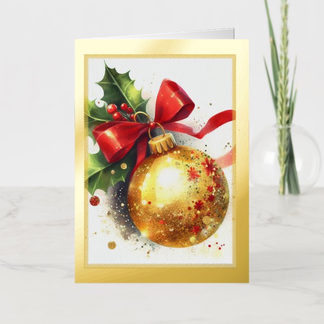 Gold Foil Christmas Ornament Card (Vorderseite)