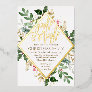 Gold Foil Christmas Party Einladung