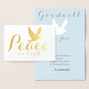 Gold Foil Christmas Peace Dove Card Folienkarte