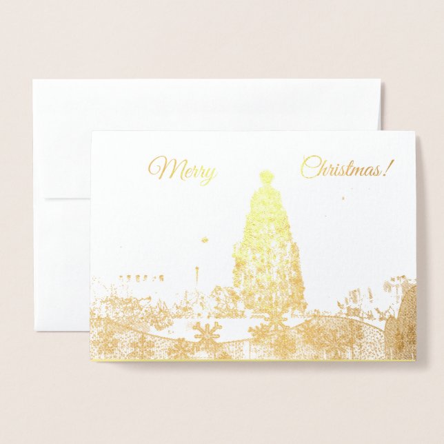 Gold Foil Christmas Tree Card Folienkarte (Vorderseite mit Umschlag)