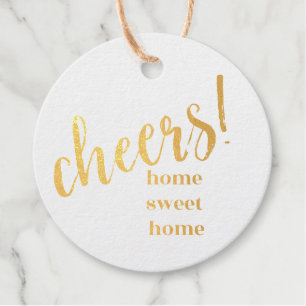 Gold Foil Circle - "Cheers! Zuhause Sweet Zuhause" Geschenkanhänger