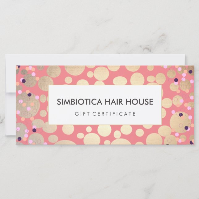 Gold Foil Circles Confetti Geschenkgutschein Rosa (Vorderseite)