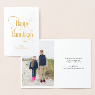 Gold Foil Classic Happy Hanukkah Grußkarte Folienkarte