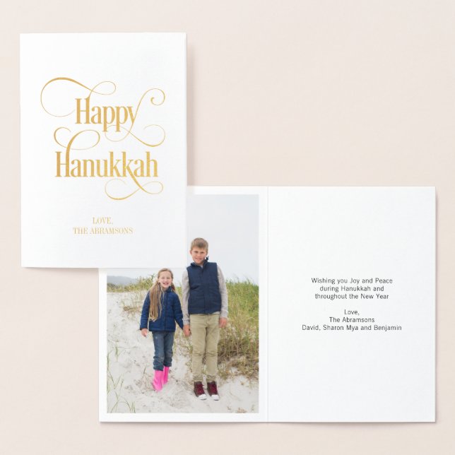Gold Foil Classic Happy Hanukkah Grußkarte Folienkarte (Anzeige)