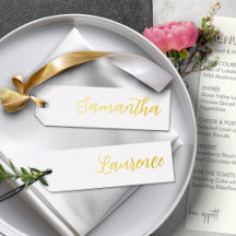 Gold Foil Classic White 8 Wedding Place Namensschi