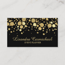 Gold Foil Confetti auf der Black Business Card