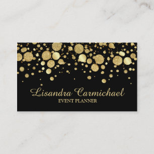 Gold Foil Confetti auf der Black Business Card Visitenkarte